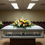 grey gasket on display at a funeral service
