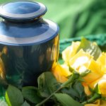 metal urn after a cremation service